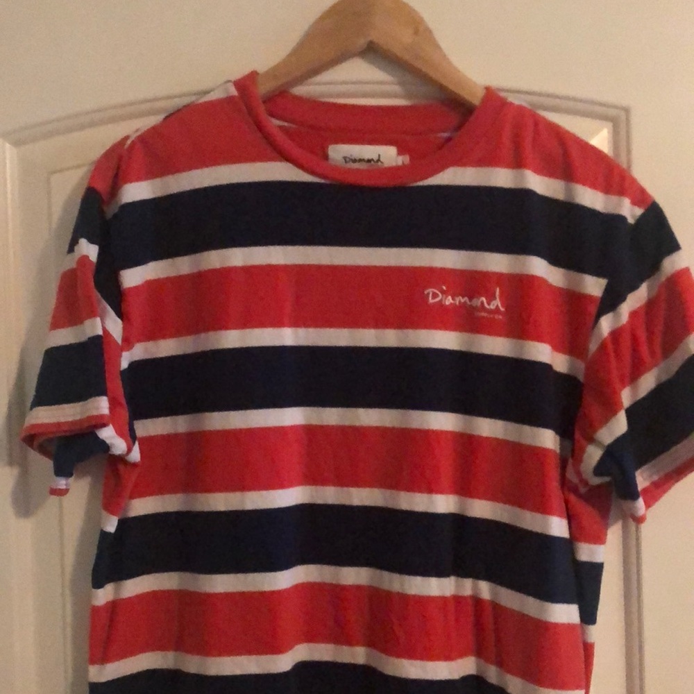 Diamond Supply Co. Size L red and blue striped tshirt